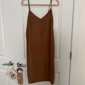 Brown faux suede dress
